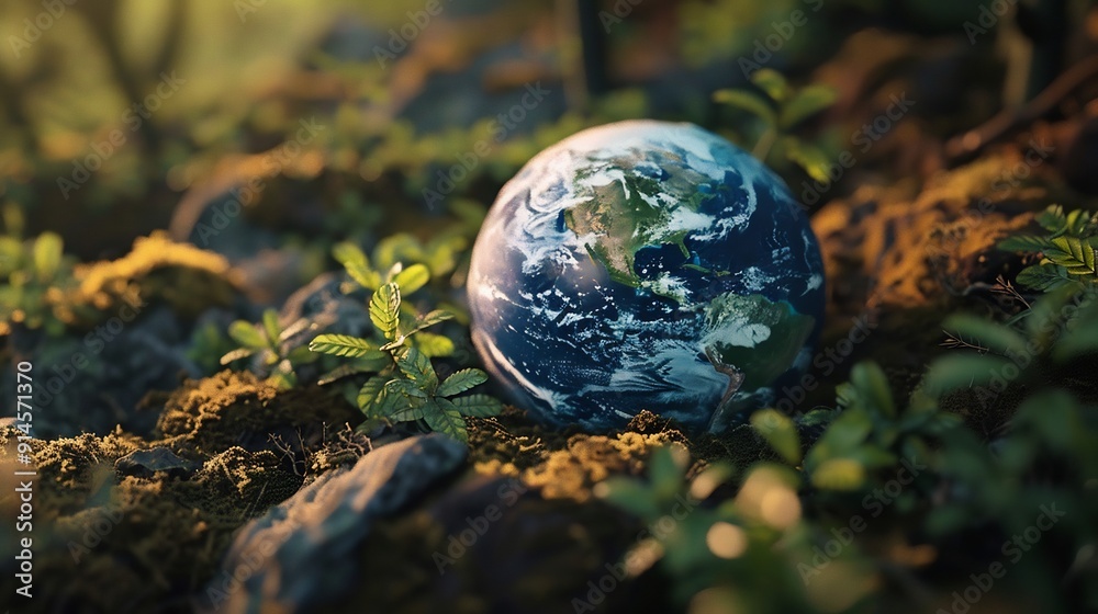 bule earth on ferns in green grass forest with sunlight. Environment, save the World, earth day, ecology, and Conservation Concepts.
bule earth on ferns in green grass forest with sunlight. Environment, save the World, earth day, ecology, and Conservation Concepts.