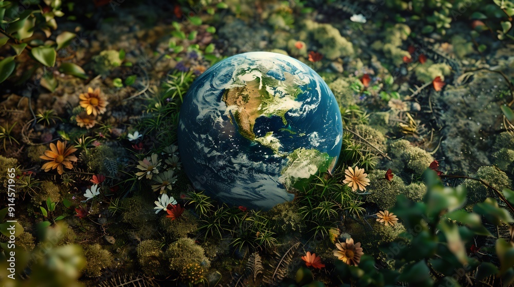 bule earth on ferns in green grass forest with sunlight. Environment, save the World, earth day, ecology, and Conservation Concepts.
bule earth on ferns in green grass forest with sunlight. Environment, save the World, earth day, ecology, and Conservation Concepts.