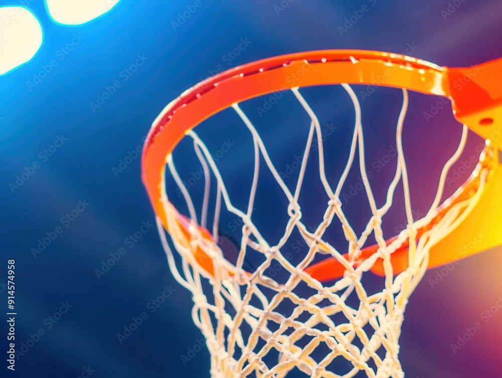 Close-up of a basketball hoop, showcasing its net and vibrant lighting, perfect for sports and fitness themes. Close-up of a basketball hoop, showcasing its net and vibrant lighting, perfect for sports and fitness themes.