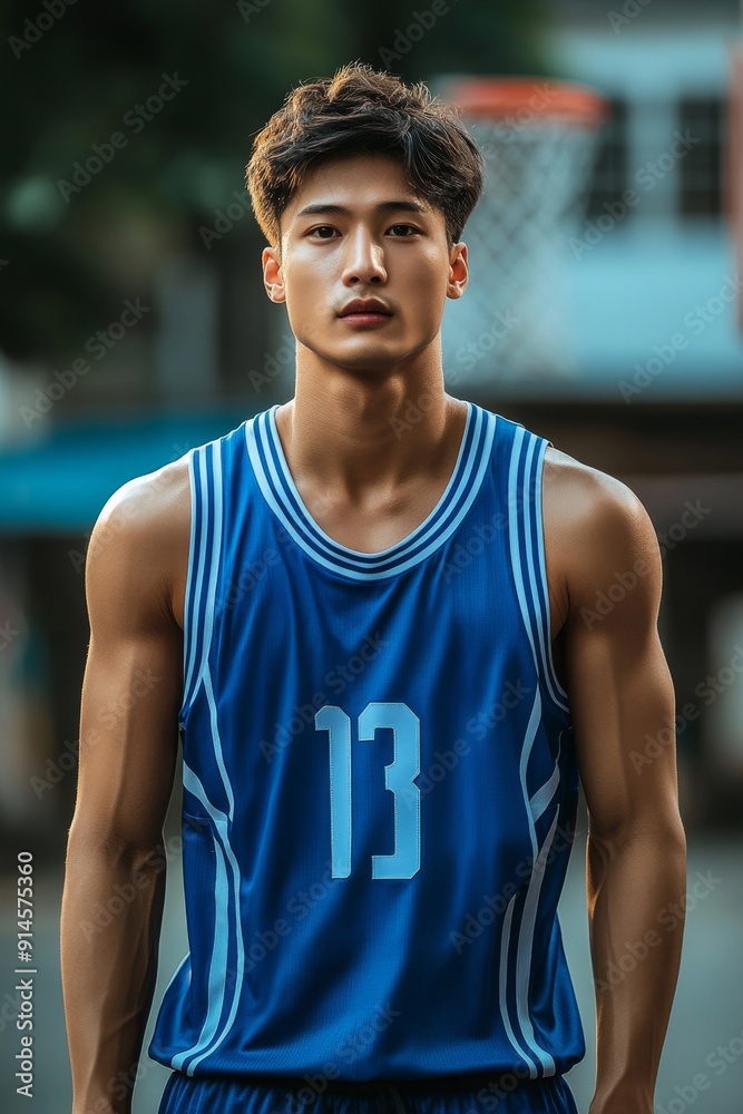 Young asian basketball player practicing. Young asian basketball player practicing.