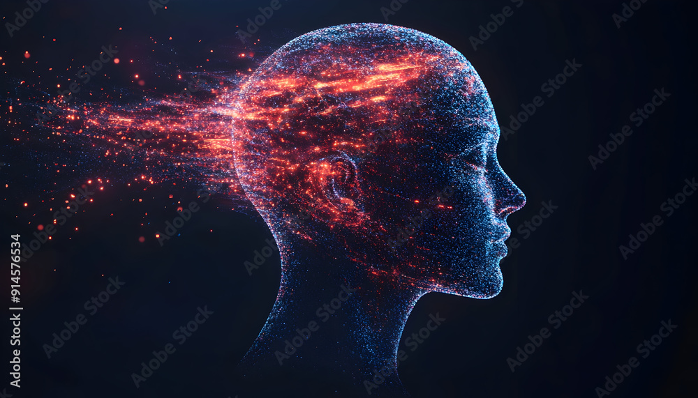 Obraz premium Artificial Intelligence Concept Illustration with an Abstract Human Head