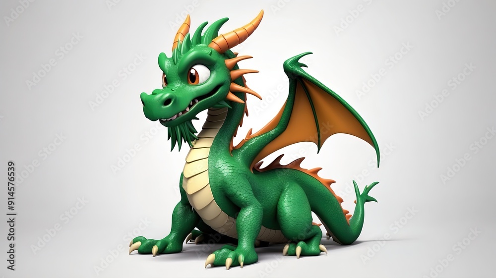 3d cartoon mascot of cute dragon, isolated on white background 3d cartoon mascot of cute dragon, isolated on white background