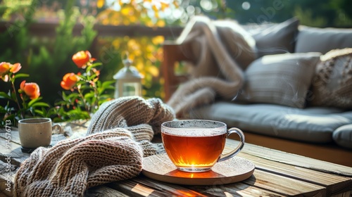 A Cup of Tea on Wooden Table