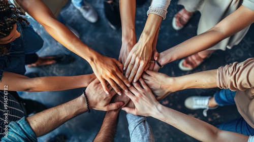 Teamwork and Unity: Diverse Hands Reaching Together