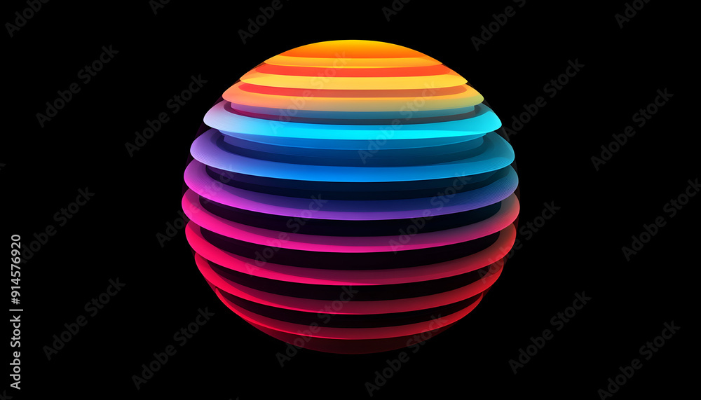Colorful Gradient Sphere Illustration on Black Background Colorful Gradient Sphere Illustration on Black Background