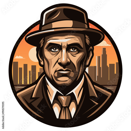 vintage logo with a portrait of the gangster leader11