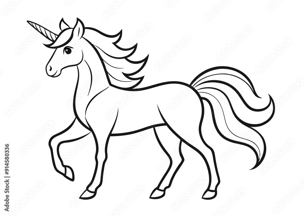 Fototapeta premium unicorn coloring page line art silhouette 