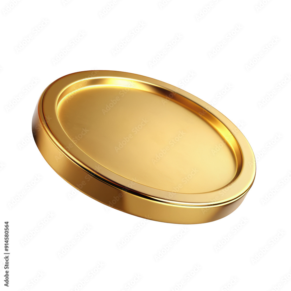 3D shiny Gold Coin Illustration featuring a smooth, reflective surface with a realistic metallic texture. Isolated on transparent background, png. 3D shiny Gold Coin Illustration featuring a smooth, reflective surface with a realistic metallic texture. Isolated on transparent background, png.