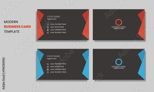 corporate name card design template with solid color