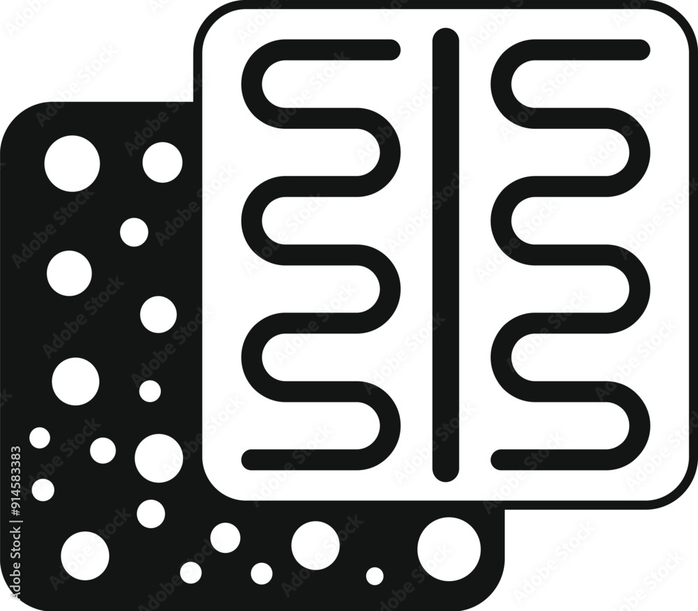 Black and white icon of an underfloor heating system providing warmth and comfort Black and white icon of an underfloor heating system providing warmth and comfort