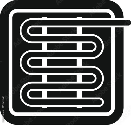 Black icon of an underfloor heating system, showing the layout of pipes for efficient heat distribution