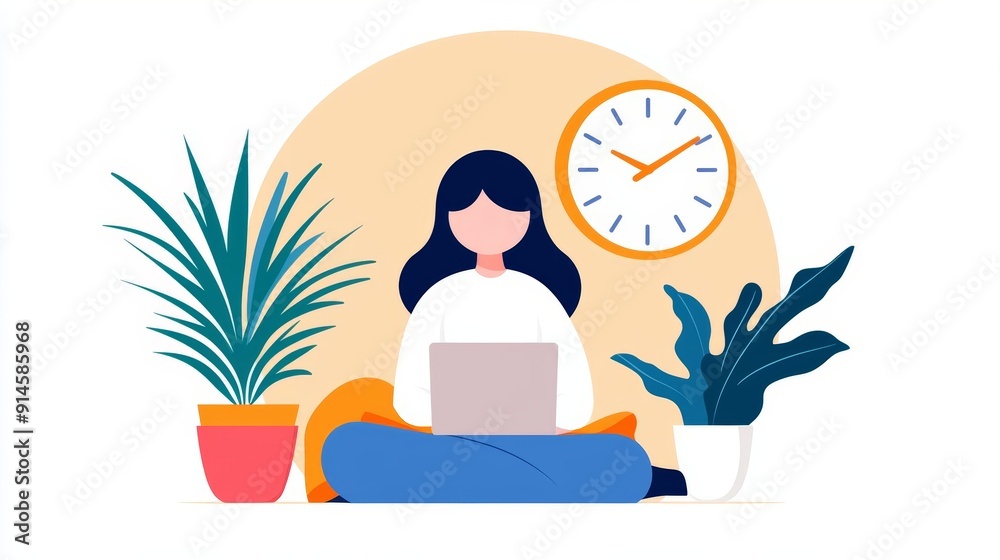 Hobby time, wellness and stress management, flat design illustration Hobby time, wellness and stress management, flat design illustration