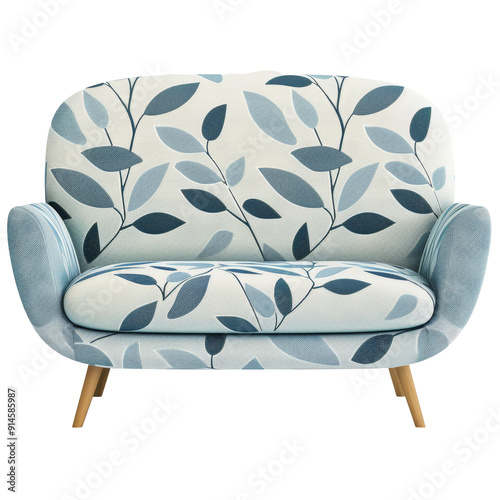 Modern sofa with stylized nature pattern