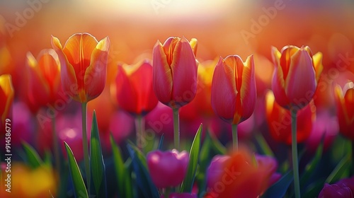 Colorful Flower Bouquet in Glass Vase