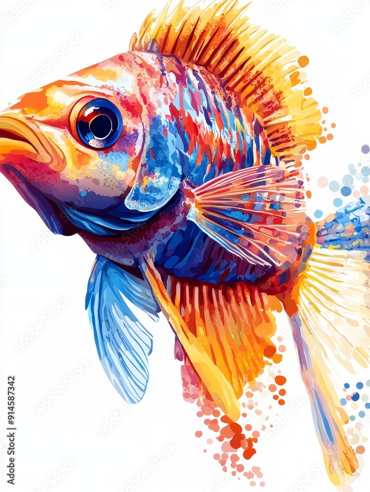 Vibrant Watercolor Fish Illustration