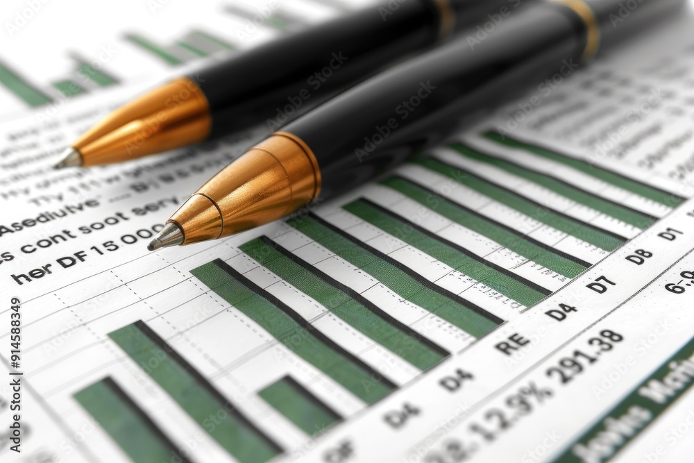 Close-up of Gold and Black Pens on a Graph Close-up of Gold and Black Pens on a Graph