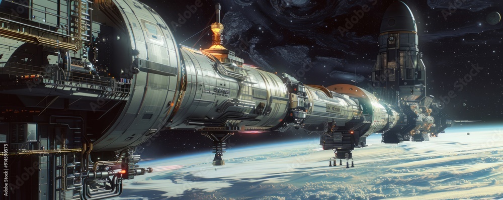Space fleet preparing for launch, 4K hyperrealistic photo Space fleet preparing for launch, 4K hyperrealistic photo