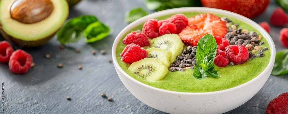 Smoothie bowl with superfoods, representing holistic nutrition and balanced dietary habits Smoothie bowl with superfoods, representing holistic nutrition and balanced dietary habits