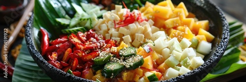 Asinan Indonesian Pickled Vegetable and Fruit Dish with a Variety of Ingredients photo