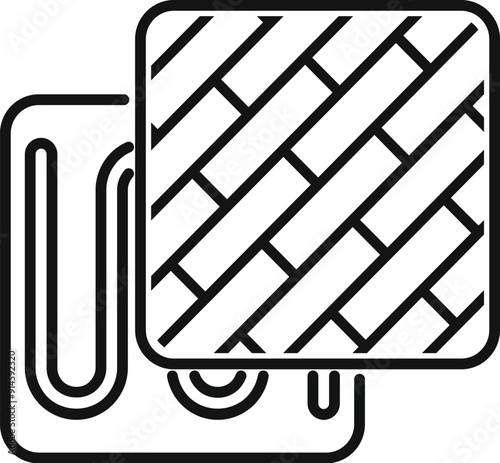 Icon depicting the process of installing a parquet floor with an underfloor heating system