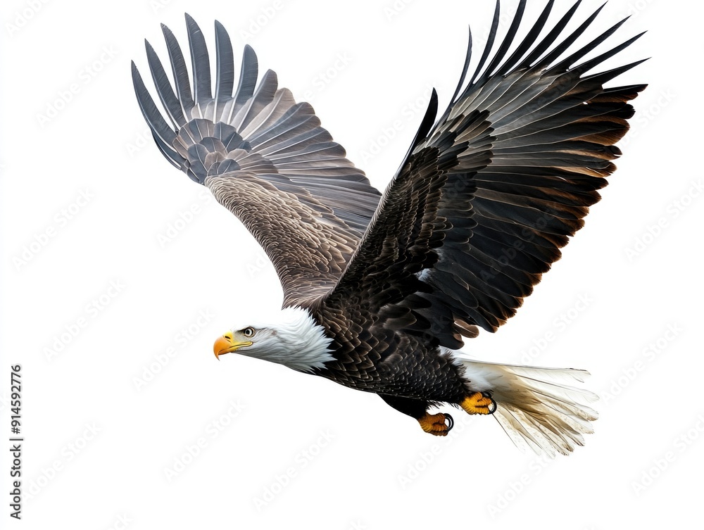 A majestic bald eagle soaring through the sky