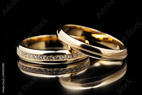 Elegant pair of gold wedding bangels on a clean Generative Ai, photo