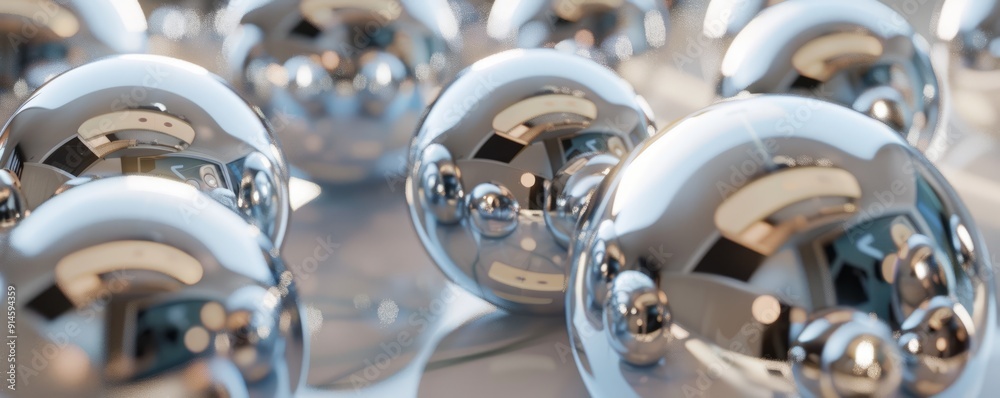 3D spheres with reflective surfaces, 4K hyperrealistic photo 3D spheres with reflective surfaces, 4K hyperrealistic photo