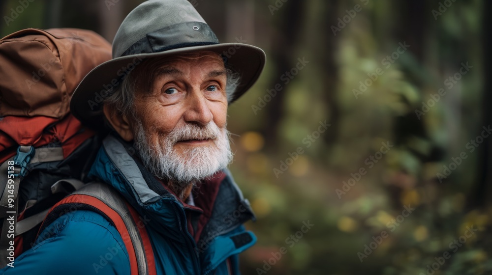 Senior man on a hiking trip