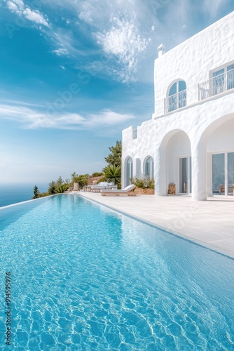 Traditional Mediterranean White House with Pool and Stunning Sea View