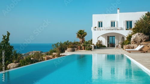 Traditional Mediterranean White House with Pool and Stunning Sea View