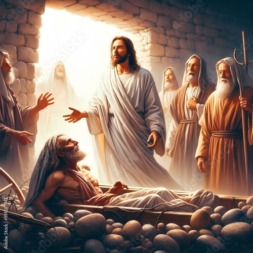 
Jesus resurrecting Lazarus 1 photo