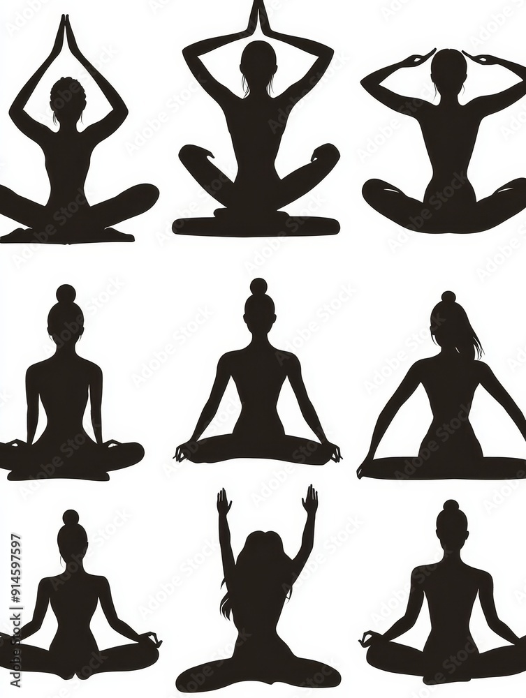 Yoga Poses Silhouette Collection Yoga Poses Silhouette Collection