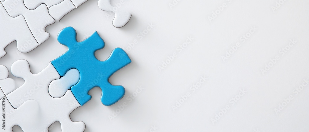 Blue Puzzle Piece Standing Out on White Background. Generative ai Blue Puzzle Piece Standing Out on White Background. Generative ai