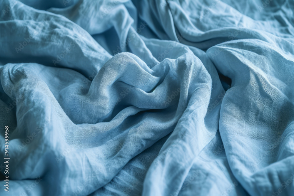 Obraz premium Wavy turquoise blue translucent fabric chiffon with in folds