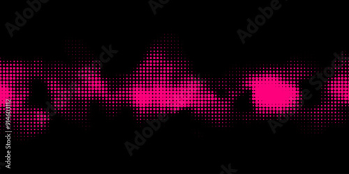 vector pink halftone background on black