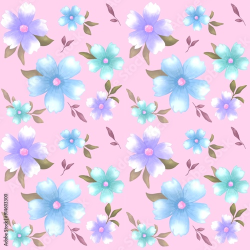 seamless floral background pink color