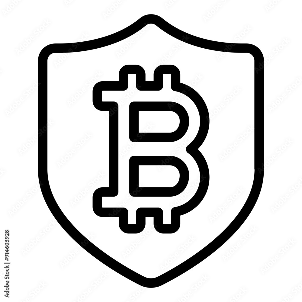 Security shield icon for bitcoin protection. Security shield icon for bitcoin protection.
