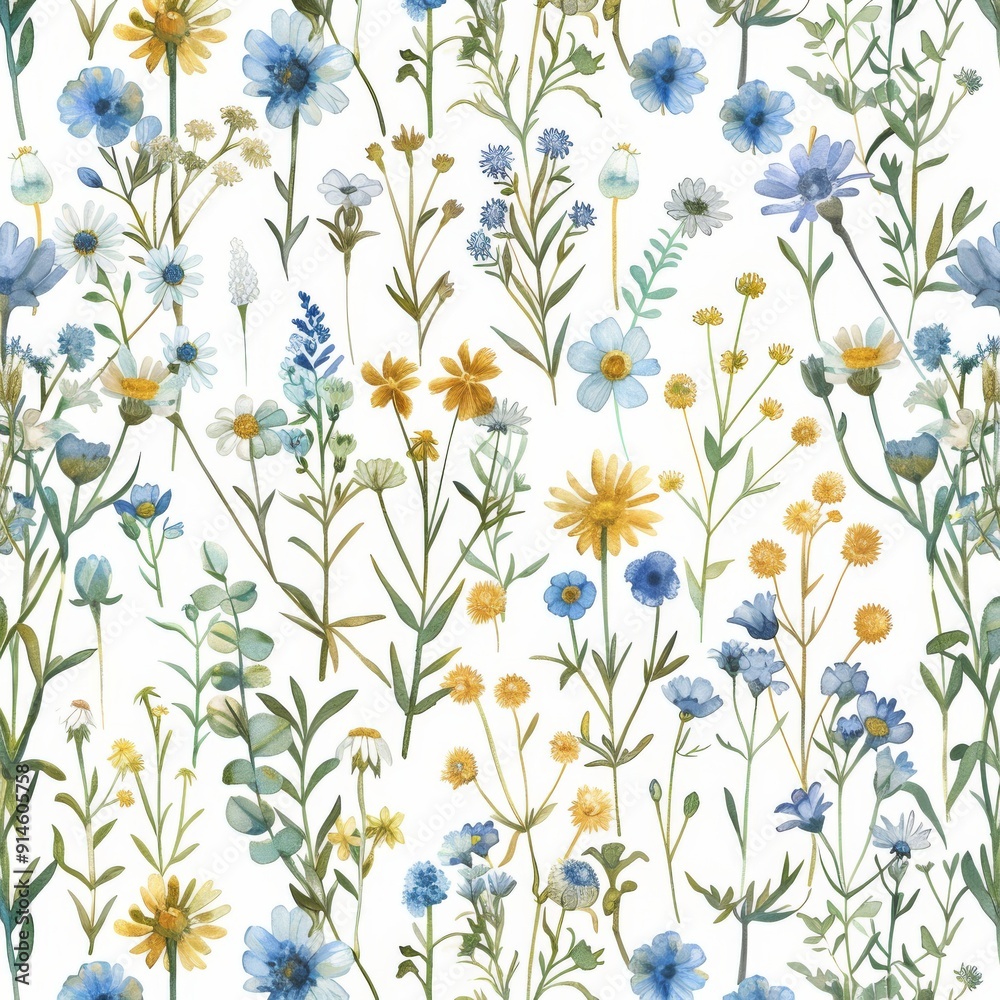 Flowing botanical patterns scattered randomly. Fantasy trend print. Hand painted watercolor flowers. Flowing botanical patterns scattered randomly. Fantasy trend print. Hand painted watercolor flowers.