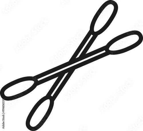 Ear sticks icon. Hygiene symbol. Linear style.