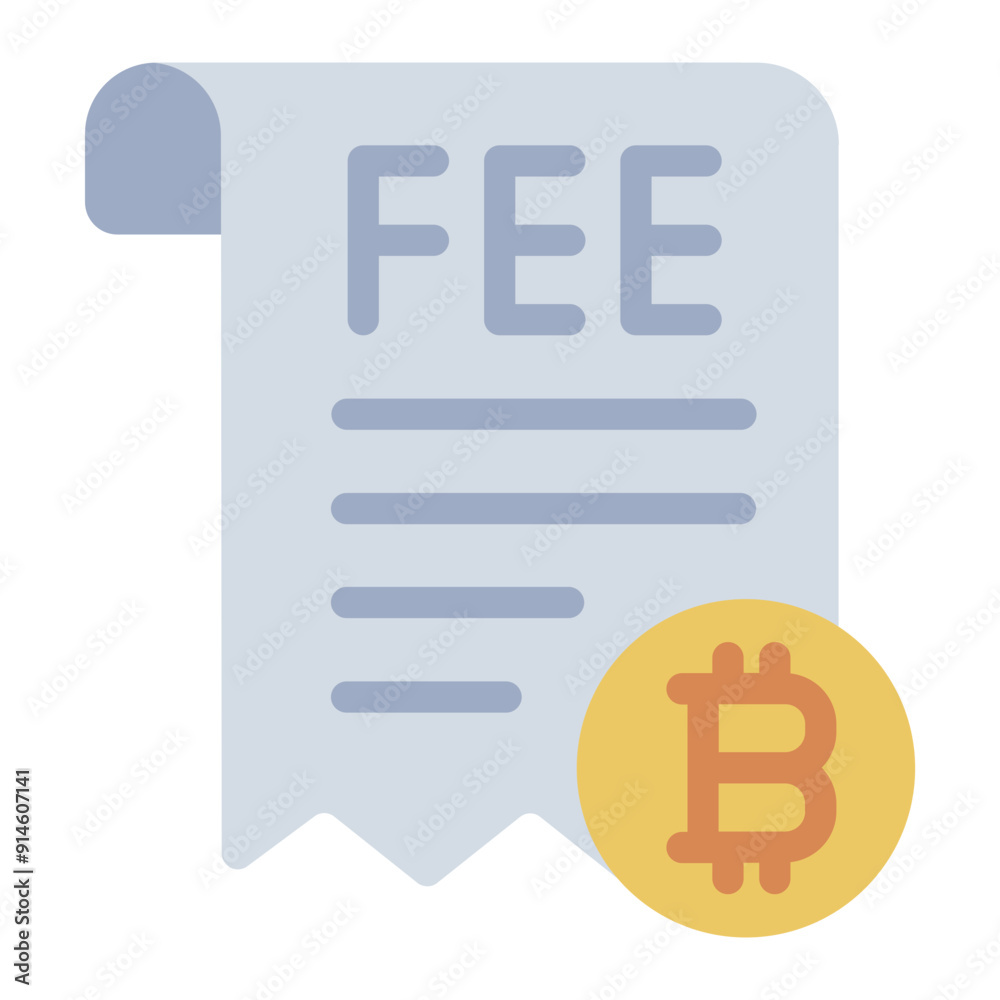 Fee of bitcoin receipt icon. Fee of bitcoin receipt icon.