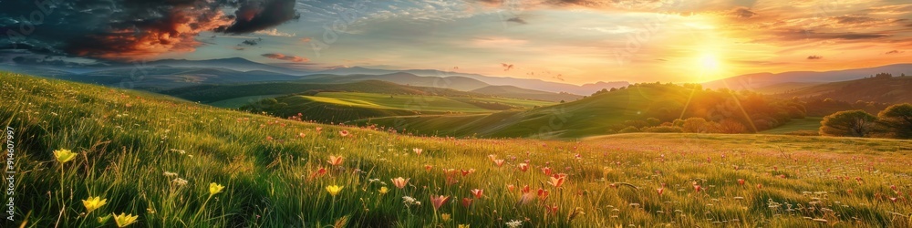 Sunrise Over a Lush Meadow Sunrise Over a Lush Meadow