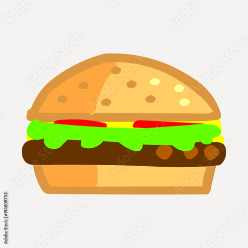 hamburger on isolated white background Vector illustration