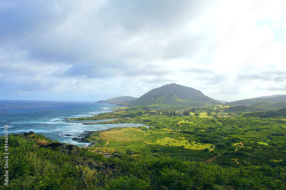 Hawaii coast and mountain landscape Hawaii coast and mountain landscape