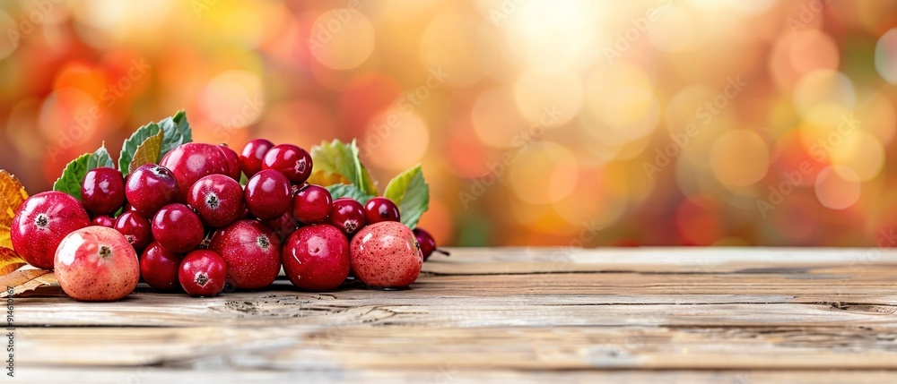 A sharp image of a red pomegranate on a wooden table with a clear background A sharp image of a red pomegranate on a wooden table with a clear background