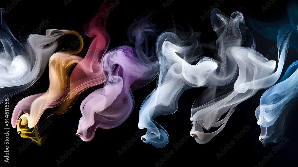 Fototapeta premium Abstract Ethereal Apparitions: Enchanting Swirls of Shimmering, Iridescent Mist and Smoke