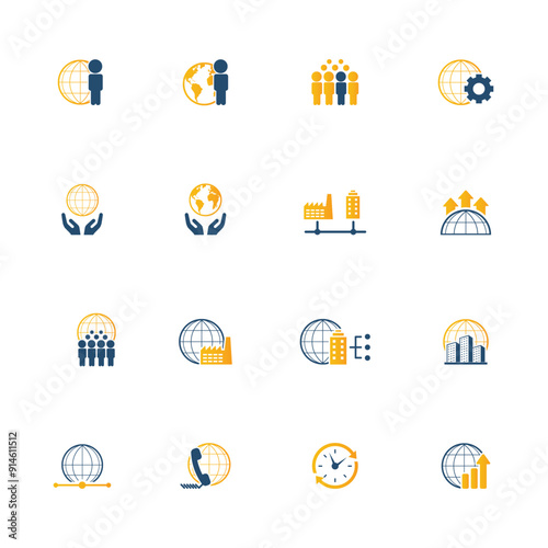 Universal business management and human resources icon set. Universal icons for web and mobile. Vector.	