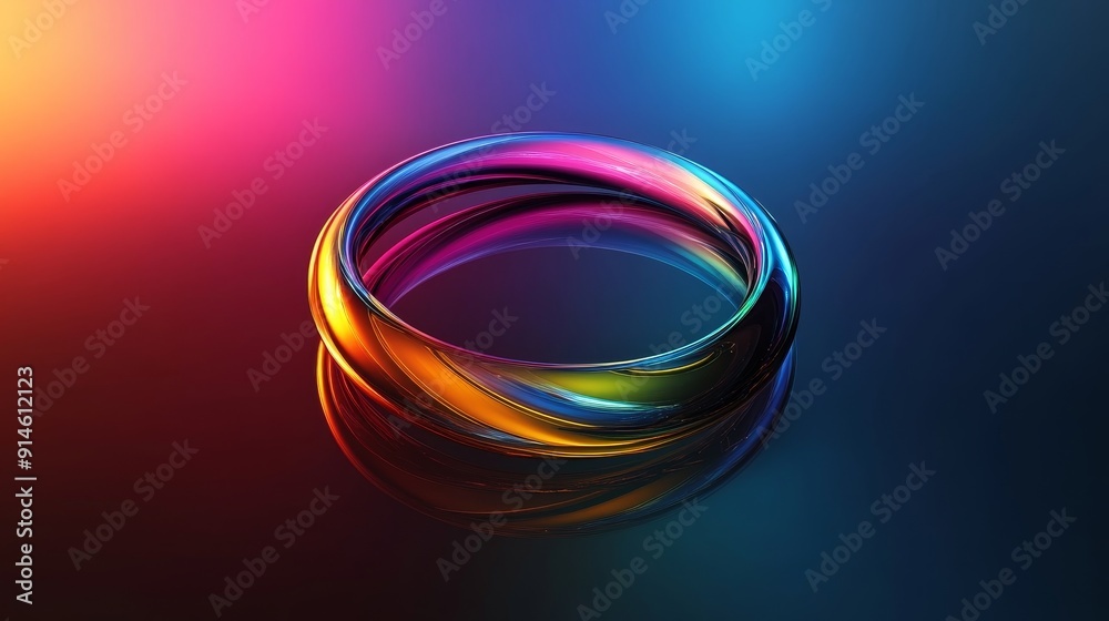 3d animation of a rainbow ring on an abstract background with colored highlights 3d animation of a rainbow ring on an abstract background with colored highlights
