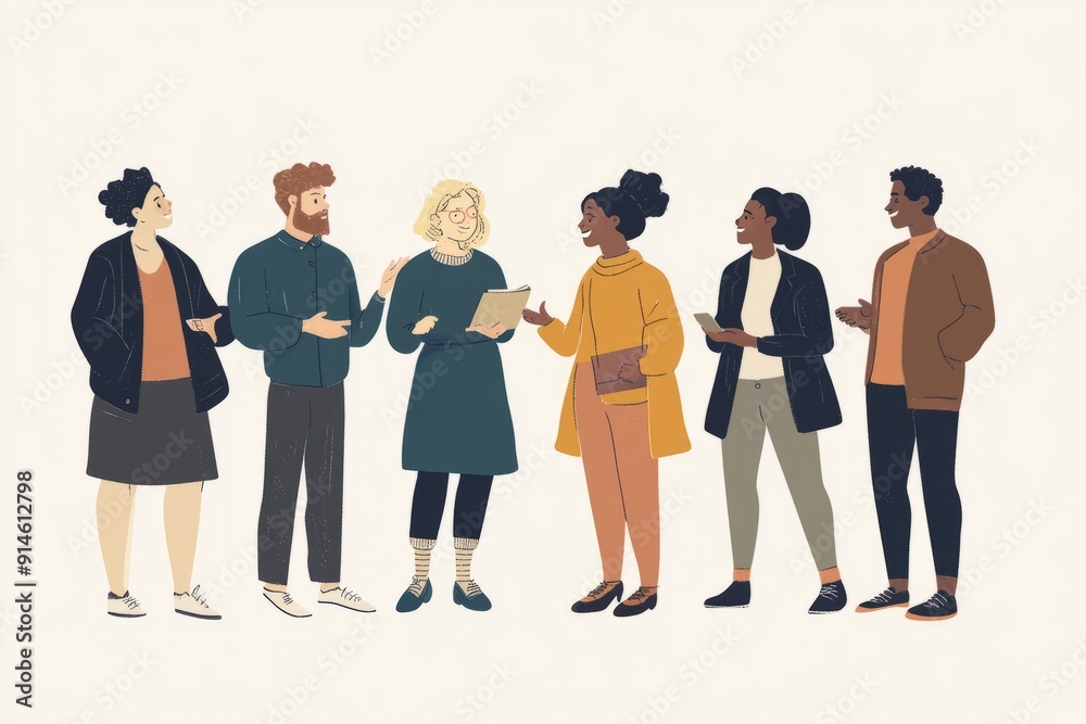 Fototapeta premium group of diverse people talking together to solve social issue, social justice, inclusivity , diversity 