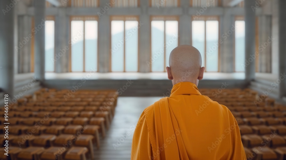 Buddhist monk, teaching dharma, focus on, spiritual guidance, realistic, blend mode, teaching hall Buddhist monk, teaching dharma, focus on, spiritual guidance, realistic, blend mode, teaching hall