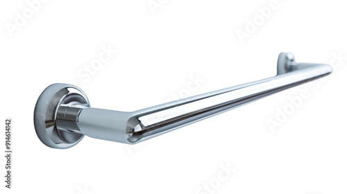 Chrome metal towel bar on transparent background 